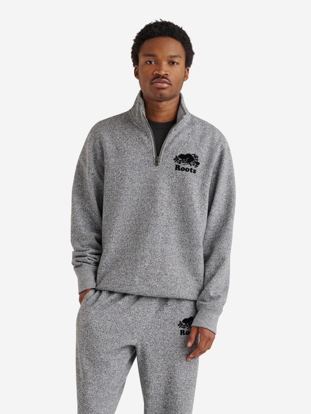 Roots Men's Heather Grey Half-Zip Pullover